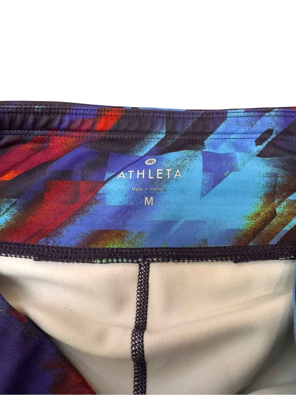 Athleta Pixel Print Running Leggings Medium Hidden Zip Pocket Colorful - Picture 5 of 6